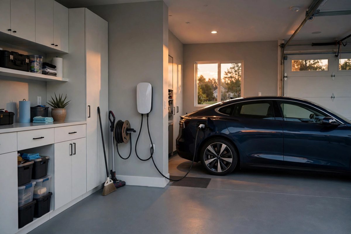 Home EV charger installed in a Georgia garage