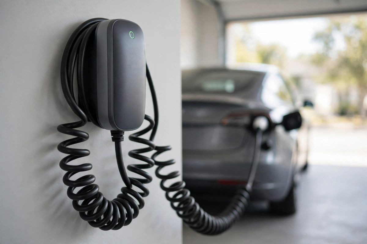 Level 2 wall-mounted EV charger installation in Georgia